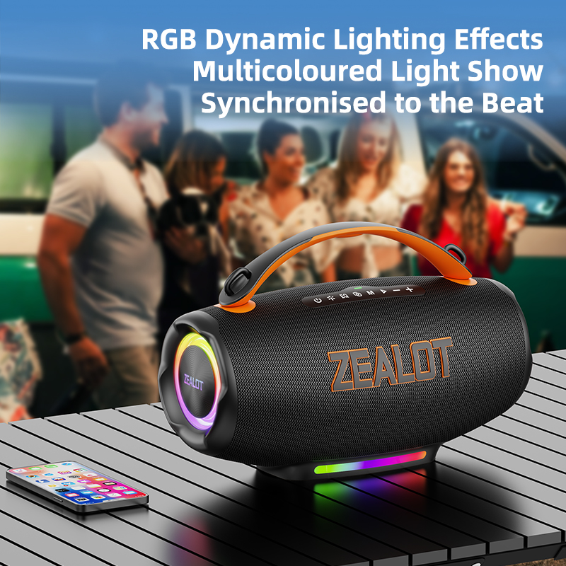 Portable subwoofer with dual-device interconnection and pairing capabilities.